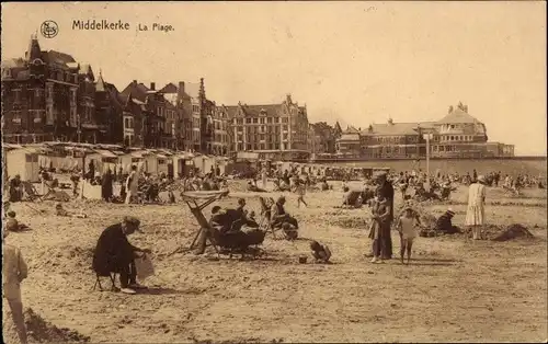 Ak Middelkerke Westflandern, La Plage