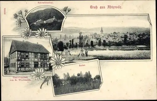 Ak Abterode Meißner Hessen, Schwalbental, Gastwirtschaft H. Windemuth, Burgruine