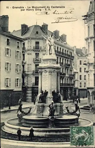 Ak Grenoble Isère, Le Monument de Centenaire par Henry Ding