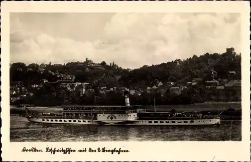 Ak Elbdampfer Dresden, Loschwitz, Loschwitzhöhe, 2 Bergbahnen