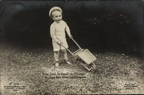 Ak Prinz Louis Ferdinand von Preußen, Schubkarren, PH Berlin 2230
