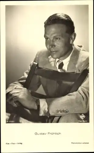 Ak Schauspieler Gustav Fröhlich, Portrait, Anzug, Krawatte, UFA Film, A 3703/1
