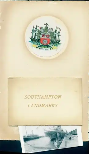 Leporello Ak Southampton Hampshire England, Wappen, Hafen, Schiff