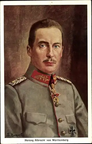 Künstler Ak Hornert, G., Herzog Albrecht von Württemberg, Portrait in Uniform, Eisernes Kreuz