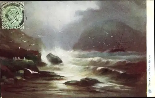 Ak Filey Yorkshire England, Wreck off Filey Brigg