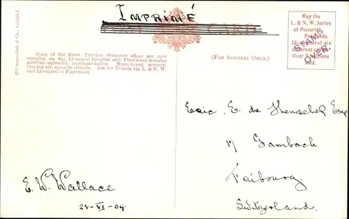 Ak Isle of Man, Douglas Head Lighthouse, via Liverpool or Fleetwood