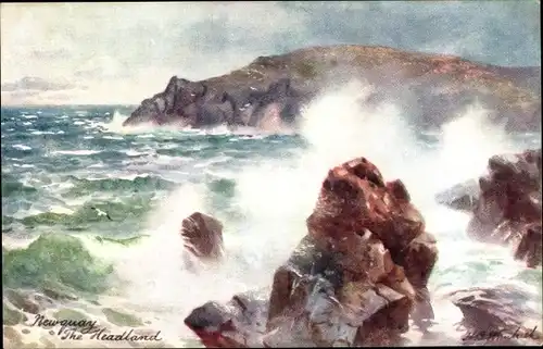 Künstler Ak Wimbush, Newquay Cornwall England, Headland, Brandung