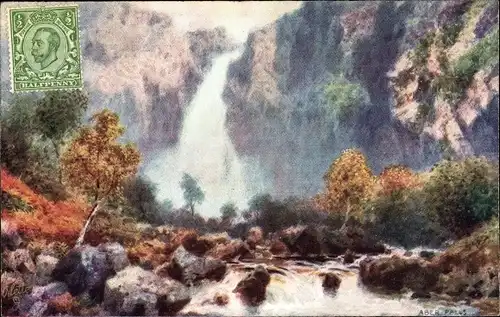 Künstler Ak North Wales, Menai Straits, Aber Falls