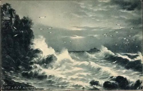 Künstler Ak Hunstanton East England, Cliffs and Pier