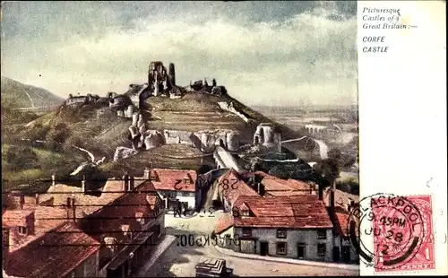 Ak Corfe South West England, Blick nach Corfe Castle