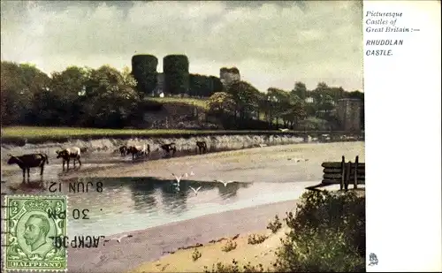 Ak Rhuddlan Wales, general view of the Rhuddlan Castle