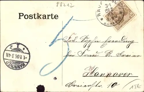 Ak Ravensburg in Württemberg Oberschwaben, Glückwunsch Neujahr, Jahreszahl 1906, Stadtansichten