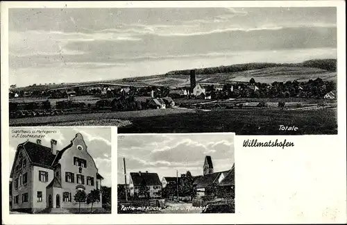 Ak Willmatshofen Fischach in Schwaben, Gasthaus, Kirche, Schule, Pfarrhof, Totalansicht