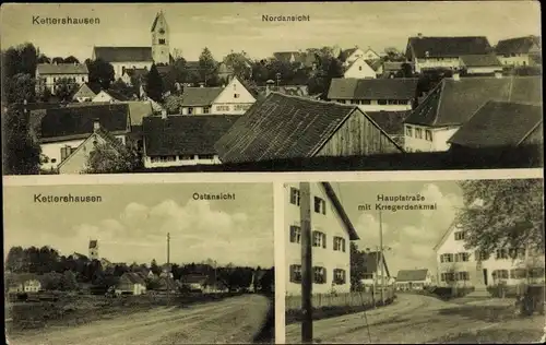 Ak Kettershausen in Schwaben, Hauptstraße, Kriegerdenkmal, Ortsansichten