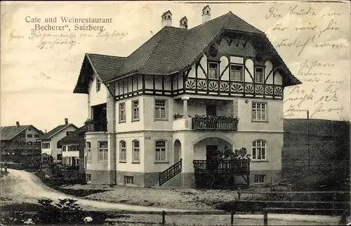 Ak Sulzberg im Oberallgäu, Cafe und Weinrestaurant Becherer