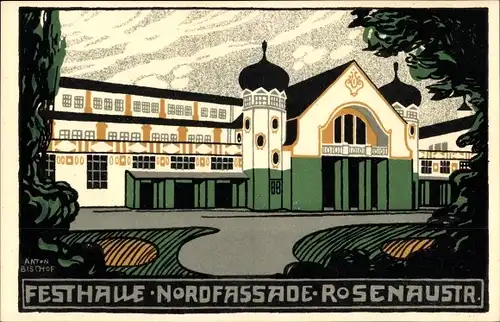 Steindruck Ak Bischof, Anton, Augsburg, 57. Generalversammlung der Katholiken 1910, Festhalle