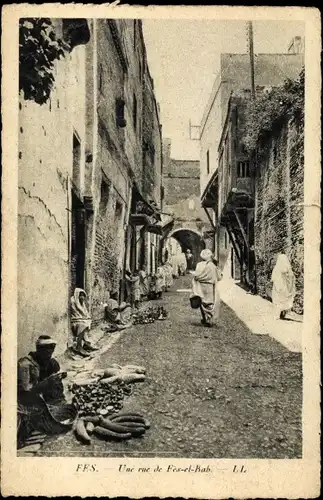 Ak Fès Fez Marokko, Une rue de Fes el Bab