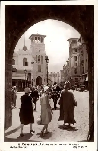 Ak Casablanca Marokko, Entrée de la rue de l'Horloge