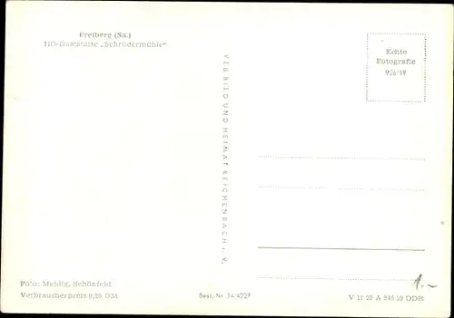 Ak Freiberg in Sachsen, HO Gaststätte Schrödermühle