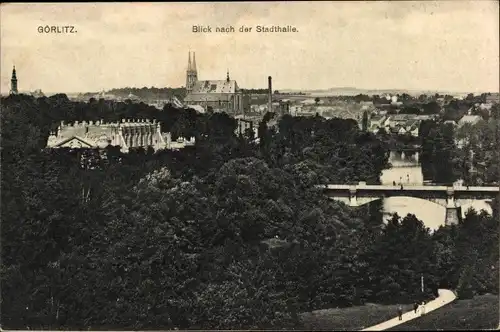 Ak Görlitz in der Lausitz, Blick nach der Stadthalle