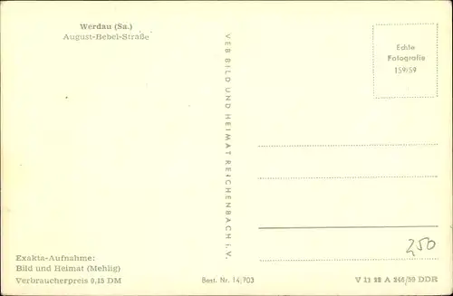 Ak Werdau in Sachsen, August-Bebel-Straße