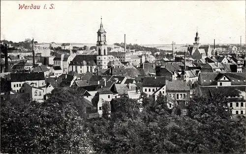 Ak Werdau an der Pleiße in Sachsen, Totalansicht von der Stadt