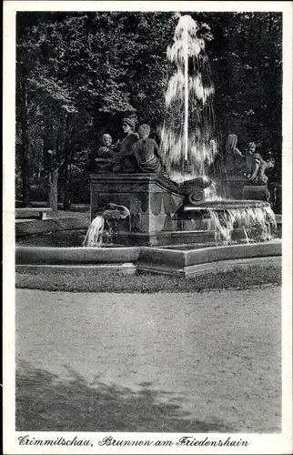 Ak Crimmitschau in Sachsen, Brunnen am Friedenshain