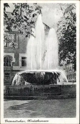 Ak Crimmitschau in Sachsen, Fontäne am Kinderbrunnen, Haus