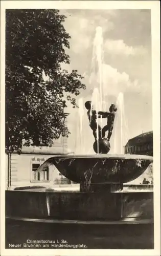 Ak Crimmitschau in Sachsen, Neuer Brunnen am Hindenburgplatz