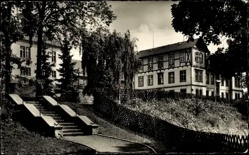 Ak Warmbad Wolkenstein in Sachsen, Wismut-Sanatorium, Kinderheim und Landhaus