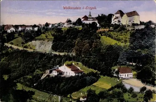 Ak Wolkenstein im Erzgebirge, Panorama