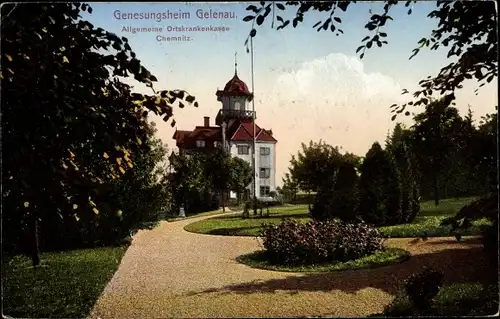 Ak Gelenau im Erzgebirge Sachsen, Das Genesungsheim mit Park