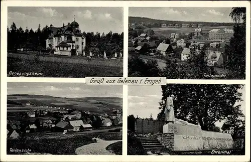 Ak Gelenau Erzgebirge, Genesungsheim, Ehrenmal