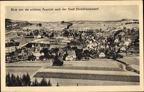 Ak Ehrenfriedersdorf im Erzgebirge, Blick von der schönen Aussicht auf den Ort