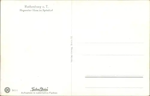 Ak Rothenburg ob der Tauber Mittelfranken, Hegereiter Haus im Spitalhof