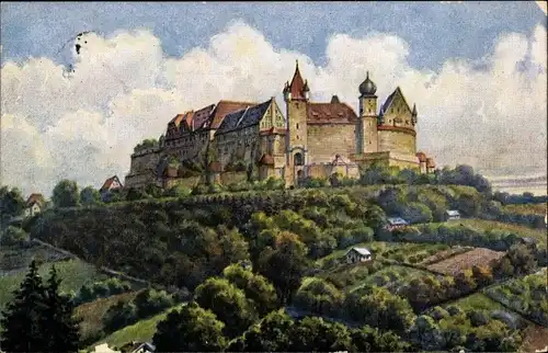 Künstler Ak Coburg in Oberfranken, Blick zur Feste nach Entwurf d. Prof. B. Ebhardt