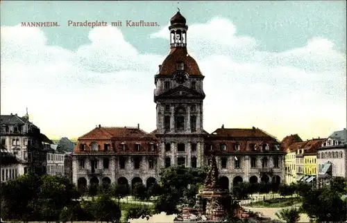 Ak Mannheim in Baden, Paradeplatz mit Kaufhaus