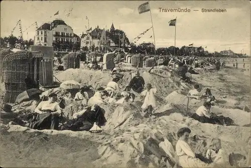 Ak Ostseebad Travemünde Lübeck, Strandleben