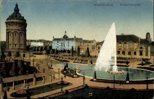 Ak Mannheim in Baden,  Friedrichsplatz, Wasserturm