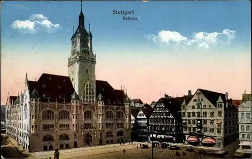 Ak Stuttgart in Württemberg, Das Rathaus am Marktplatz