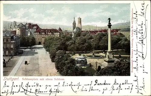 Ak Stuttgart in Württemberg, Schlossplatz mit altem Schloss