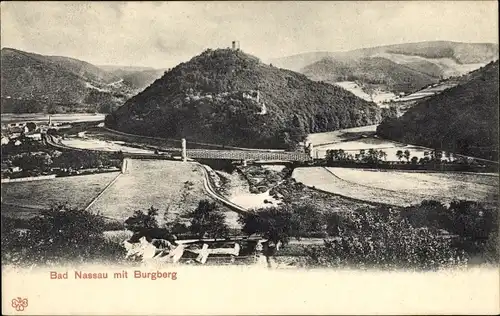 Ak Nassau an der Lahn, Panorama, Burgberg