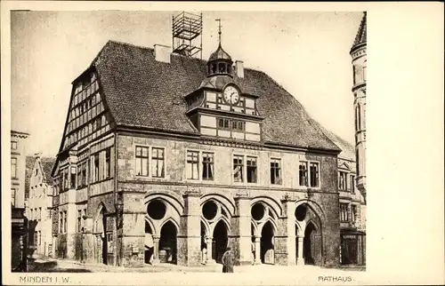 Ak Minden in Westfalen, Rathaus, Turmuhr