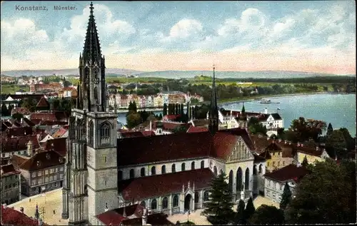 Ak Konstanz am Bodensee, Münster, Panorama