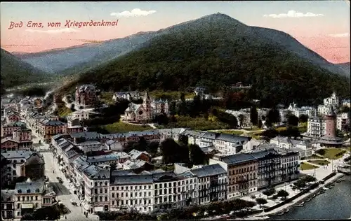 Ak Bad Ems an der Lahn, Blick vom Kriegerdenkmal