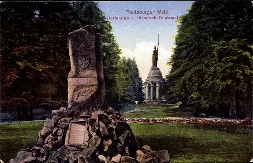 Ak Detmold am Teutoburger Wald, Hermanns-Denkmal, Bismarck-Denkmal