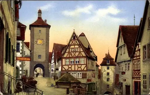 Ak Rothenburg ob der Tauber Mittelfranken, Ploenlein mit Sieberstor
