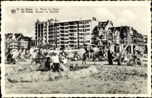 Ak La Panne De Panne Westflandern, La Plage et Digue