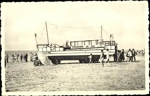 Ak Duinbergen Knokke Heist Westflandern, Plaisirs de la plage, Excursion en Mer, Amphibienfahrzeug