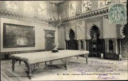 Ak Blida Algerien, Interieur de la Salle d'honneur du Ier Tirailleurs